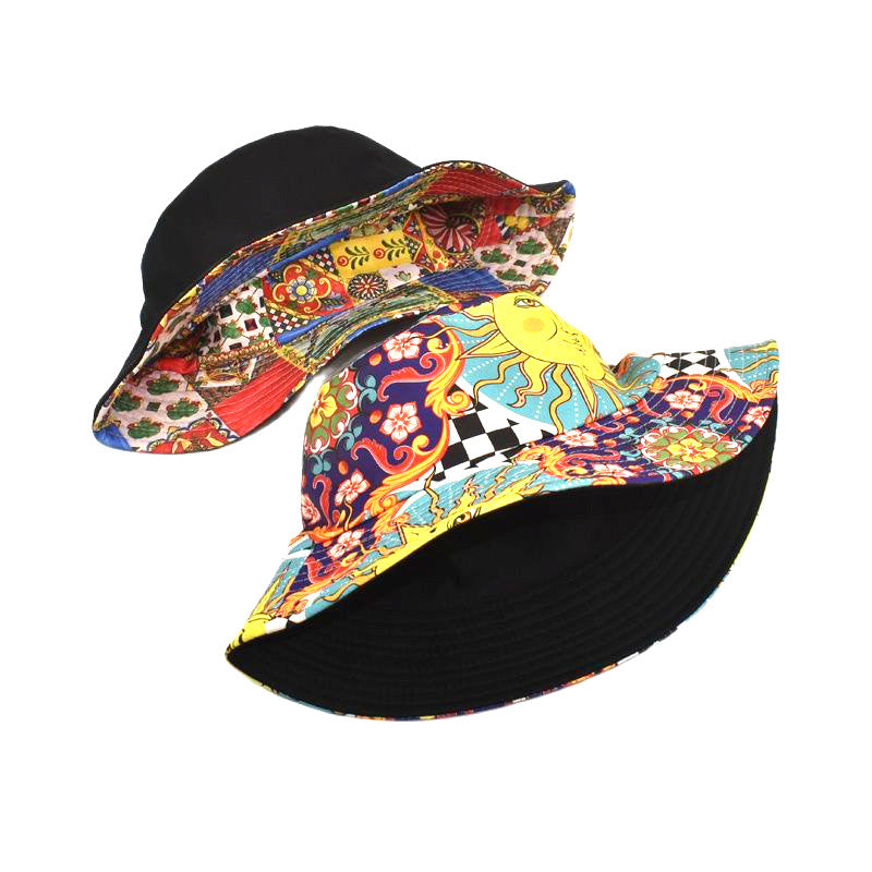 Sombrero de cubo de girasol bohemio de poliéster al por mayor